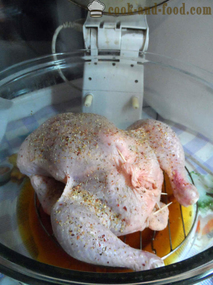 Chicken baked with apples in Aerogrill - how to bake chicken whole, step by step recipe photos