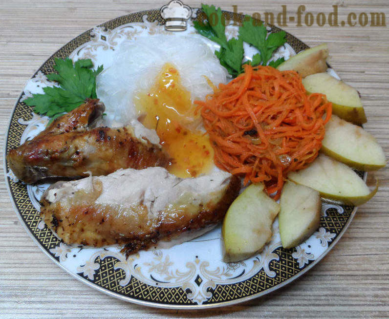 Chicken baked with apples in Aerogrill - how to bake chicken whole, step by step recipe photos