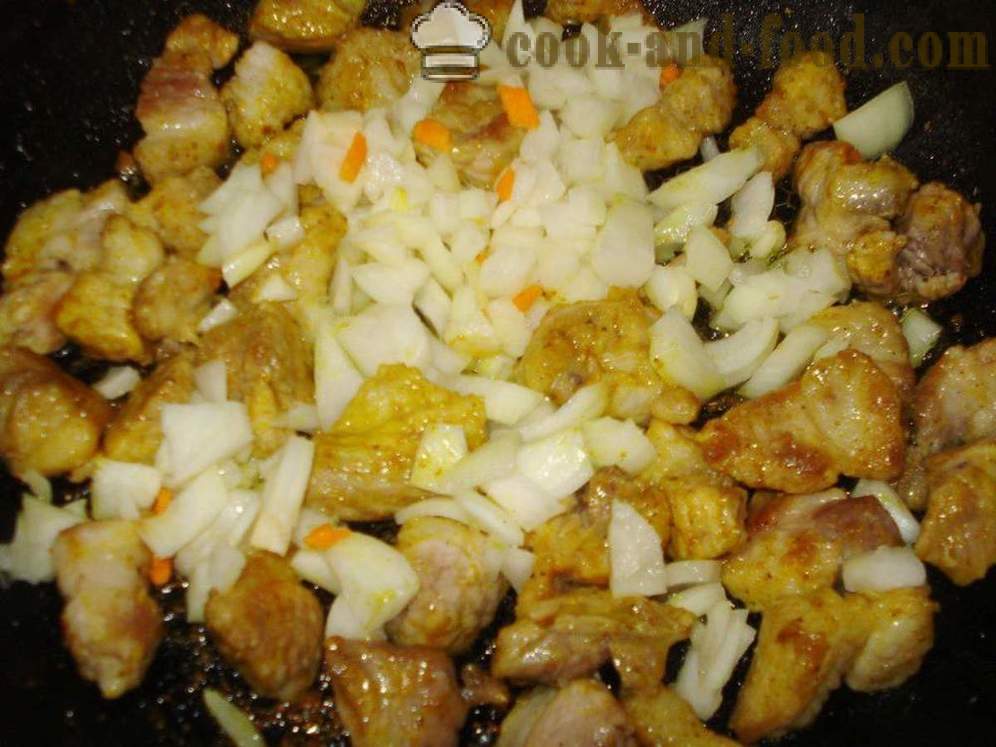 Pilaf in a frying pan with pork - how to cook risotto with pork in a frying pan, a step by step recipe photos