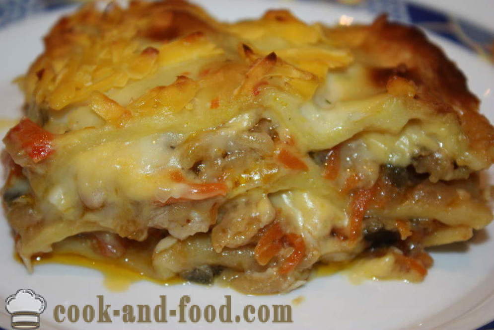 Lasagna with chicken and eggplant - how to cook lasagna with chicken and eggplant, a step by step recipe photos