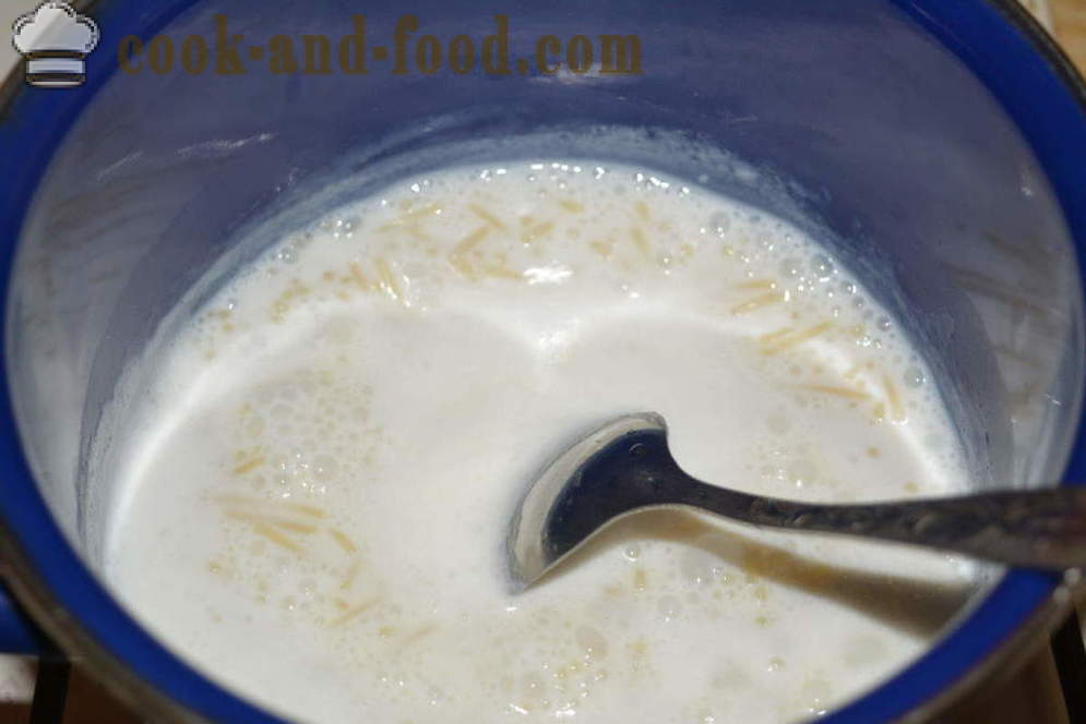 Milk vermicelli for the children - how to brew milk noodles in the pan, a step by step recipe photos