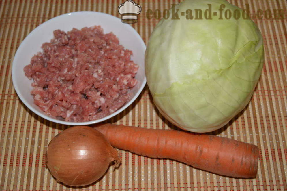 Braised cabbage with minced meat on skovorode- how to cook a delicious stew of cabbage with minced meat, a step by step recipe photos