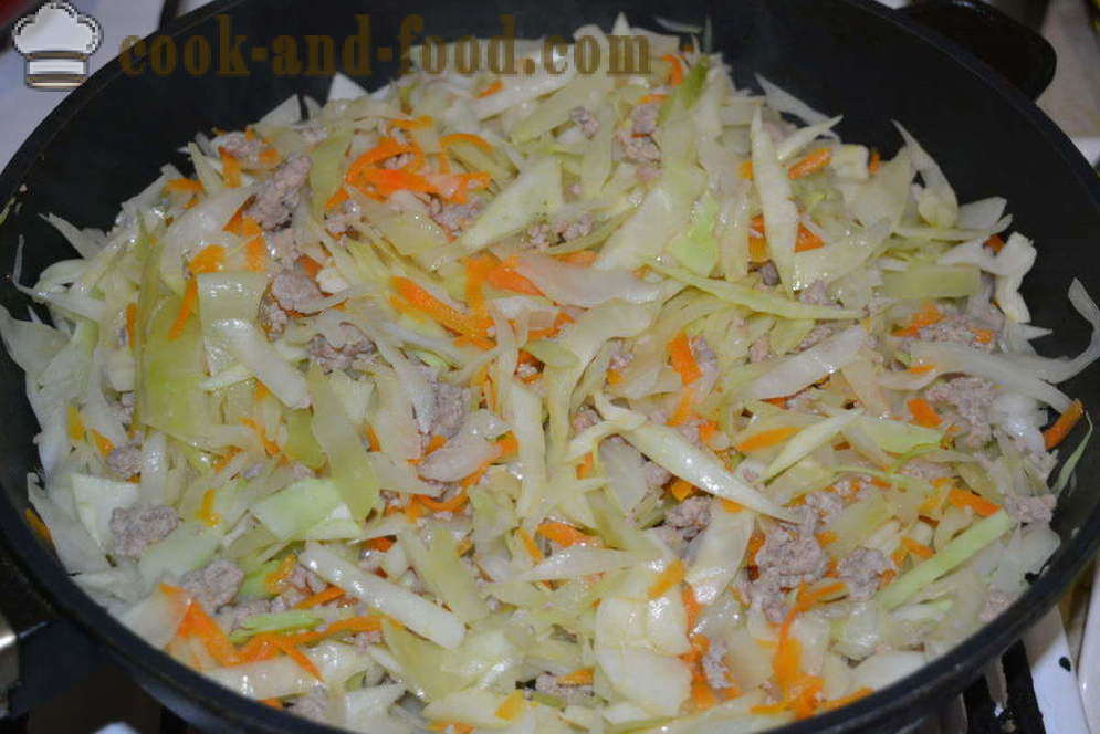 Braised cabbage with minced meat on skovorode- how to cook a delicious stew of cabbage with minced meat, a step by step recipe photos