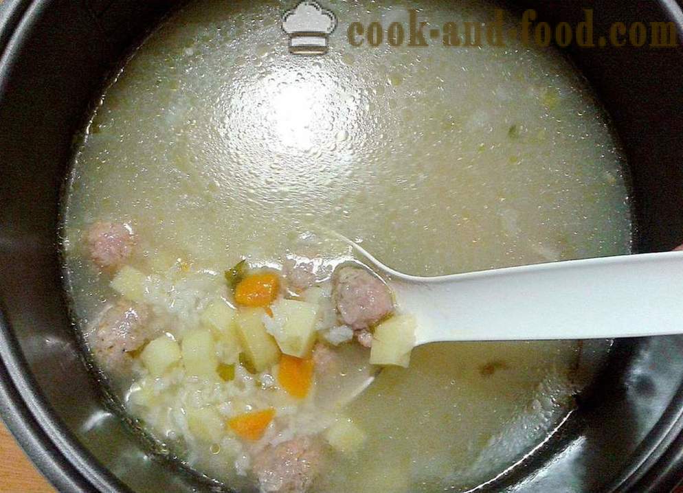 Simple soup with meatballs and rice - how to cook soup with meatballs in multivarka, step by step recipe photos