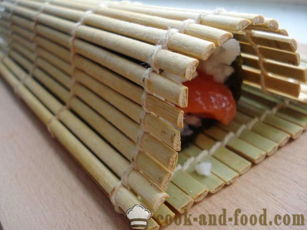 Sushi rolls with rice and red fish - how to cook sushi rolls at home, step by step recipe photos
