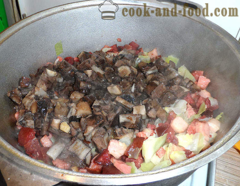 Bigus with cabbage, meat and mushrooms - how to cook properly Bigus, a step by step recipe photos