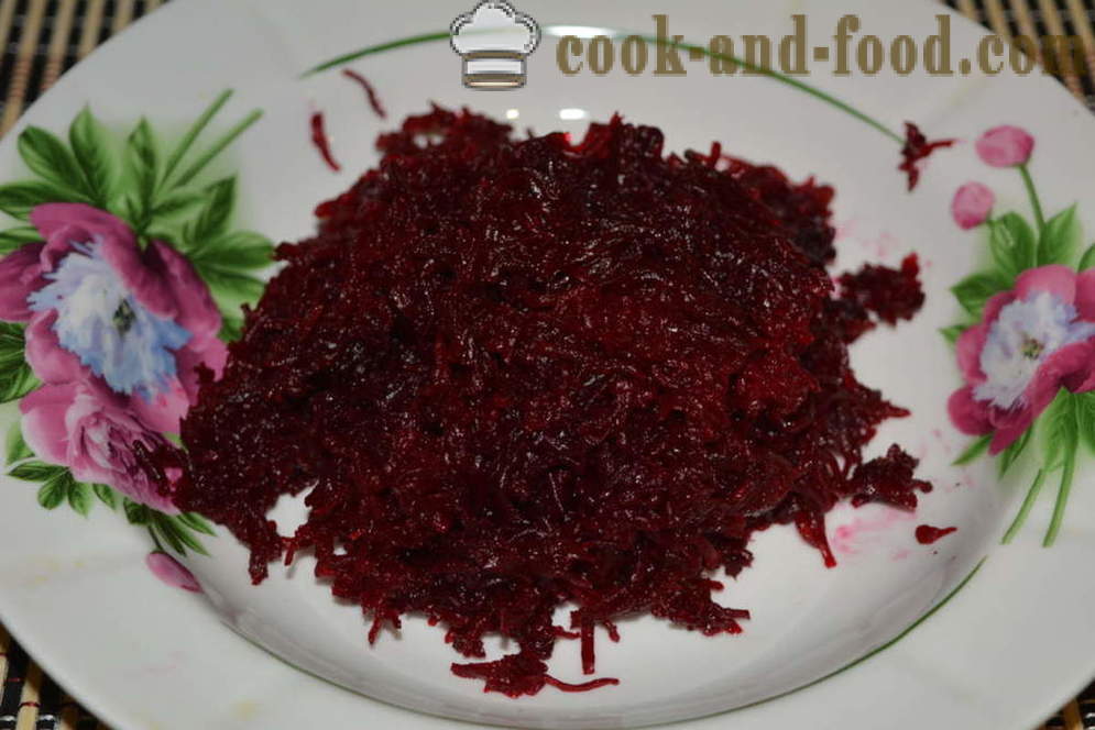 Beetroot salad with garlic and cheese - how to cook beetroot salad with garlic and cheese recipe with a photo