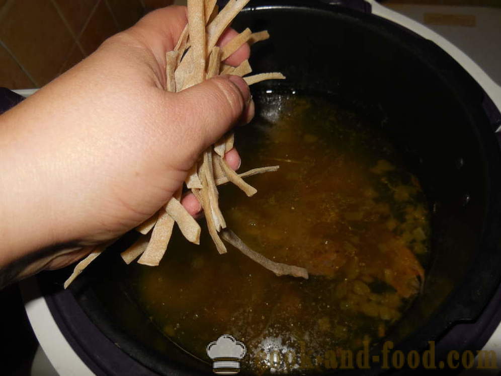 Soup with homemade noodles and chicken hearts - how to cook chicken soup in multivarka, step by step recipe photos