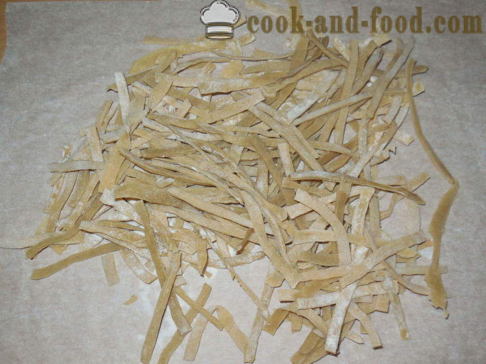 Pasta on the eggs, without water - how to make homemade noodles for soup, a step by step recipe photos