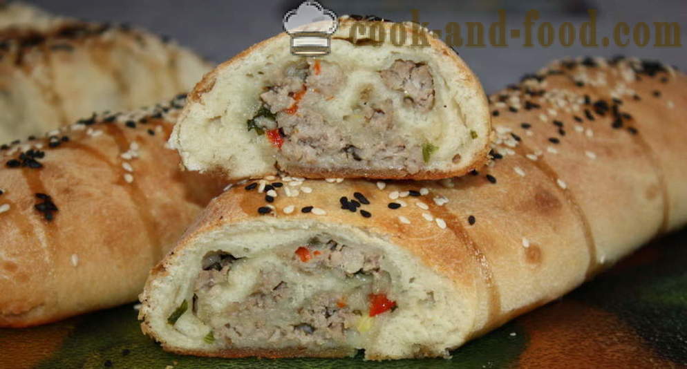 Meat rolls in the dough in the oven - how to cook meatloaf minced meat and yeast dough, a step by step recipe photos