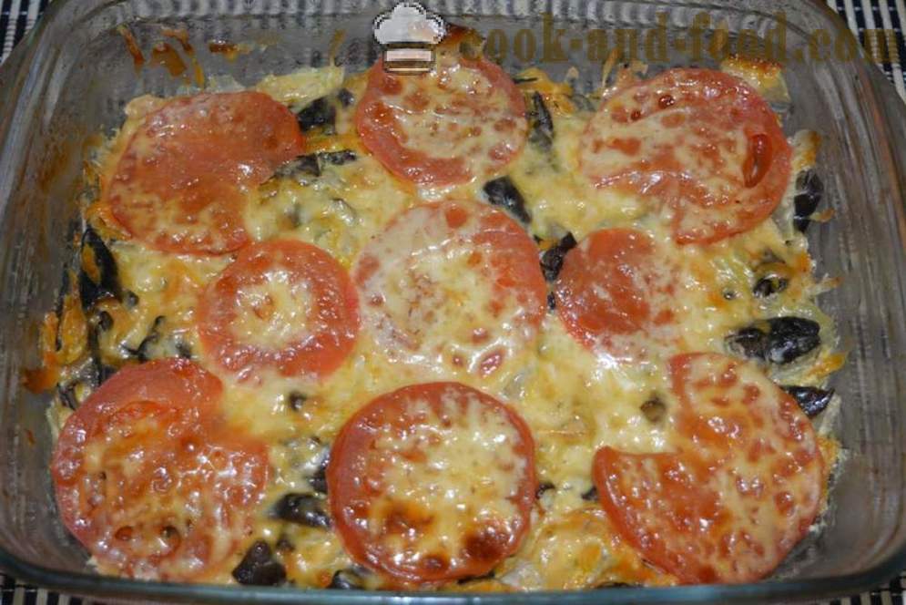 Pork baked in the oven with mushrooms and cheese - like pork roast in the oven, with a step by step recipe photos