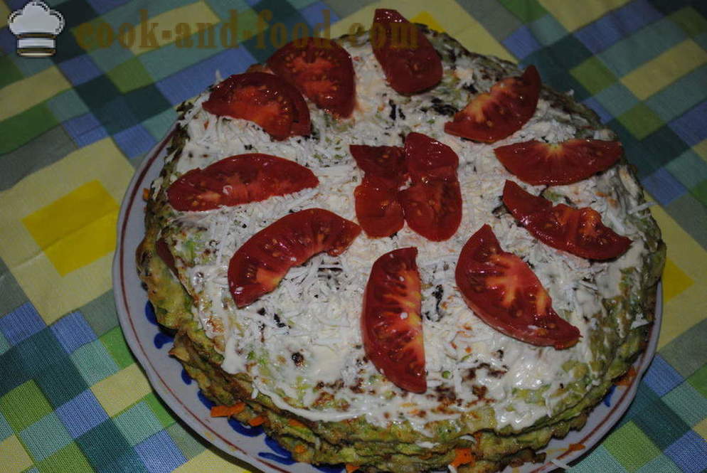 Vegetable cake of zucchini stuffed with carrot, squash how to cook a cake, step by step recipe photos