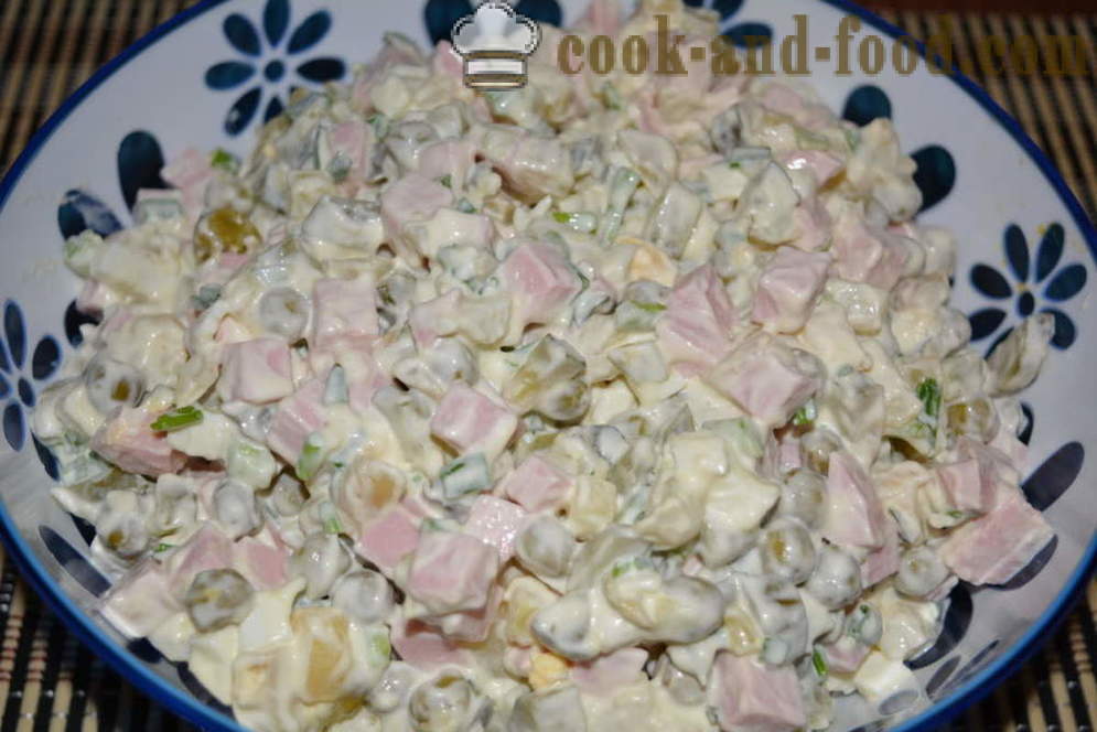 Salad with sausage and cucumber - how to make a salad with sausage, a step by step recipe photos