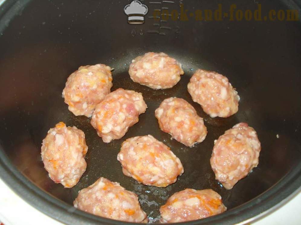 Chicken meatballs with cheese in multivarka - how to cook burgers to multivarka, step by step recipe photos