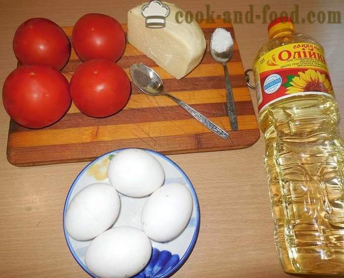 Original scrambled eggs or tomatoes in a delicious tomato with egg and cheese - how to cook scrambled eggs, step by step recipe photos
