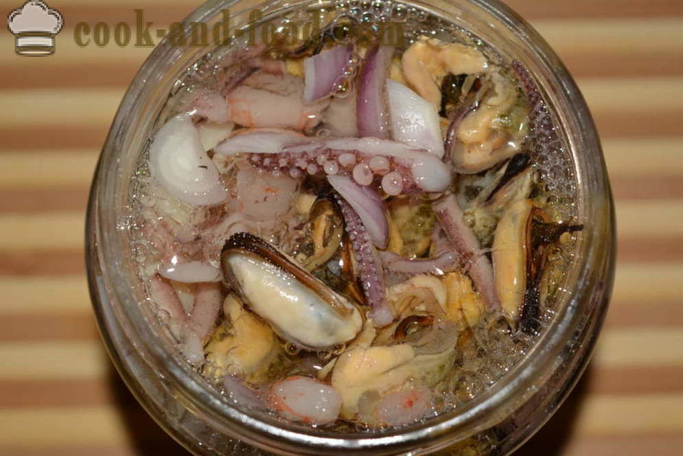 Marinated seafood cocktail, both in the store - how to pickle frozen seafood at home, step by step recipe photos