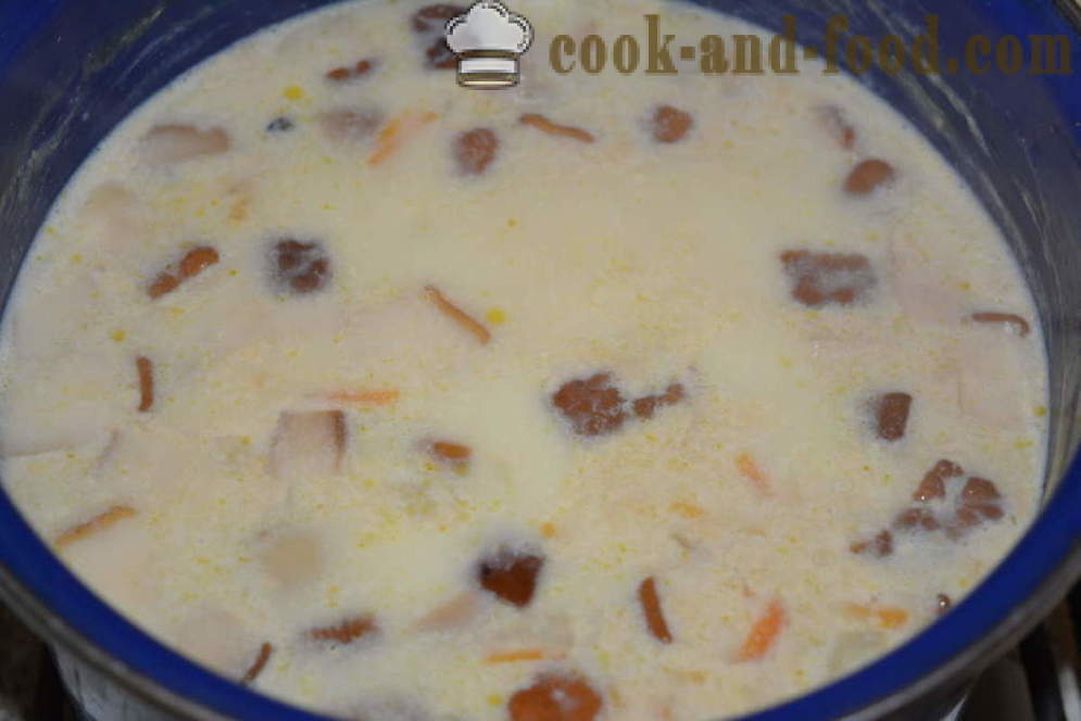 Soup of white fresh mushrooms with cream cheese - how to cook mushroom soup with fresh mushrooms and cheese, with a step by step recipe photos