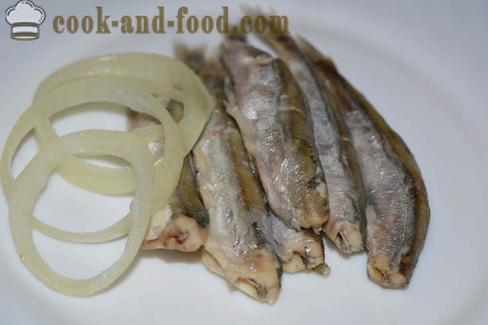 Capelin stew with onions in a frying pan - both tasty capelin cook in a frying pan, a step by step recipe photos