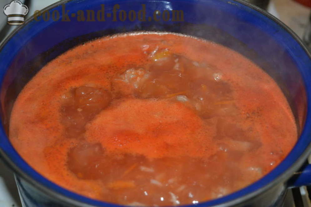 Tomato soup with meatballs - how to cook tomato soup with meatballs, with a step by step recipe photos