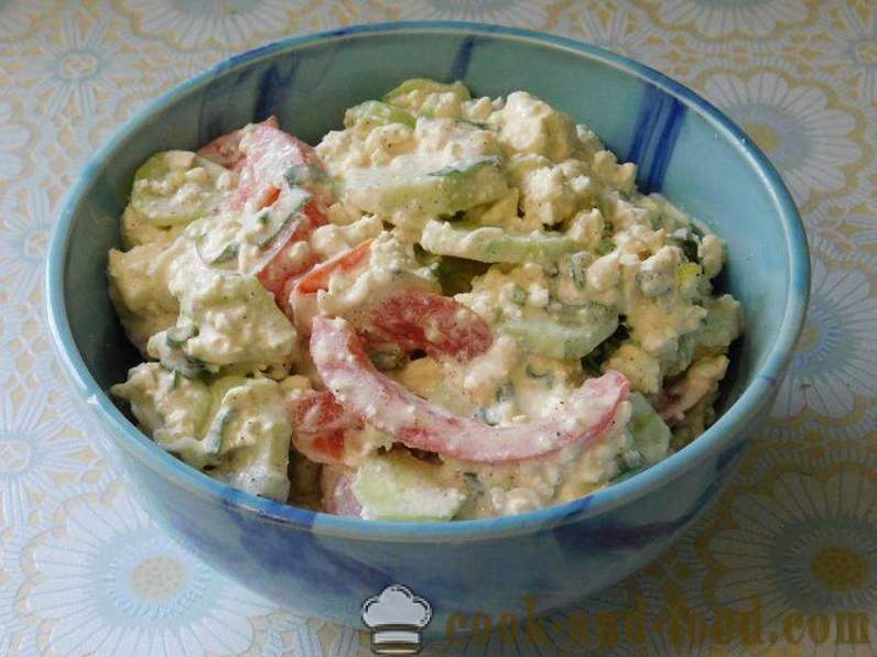 Peasant salad with cheese, cucumber and tomato for lunch or dinner - how to prepare vegetable salad with cheese, recipe with photo