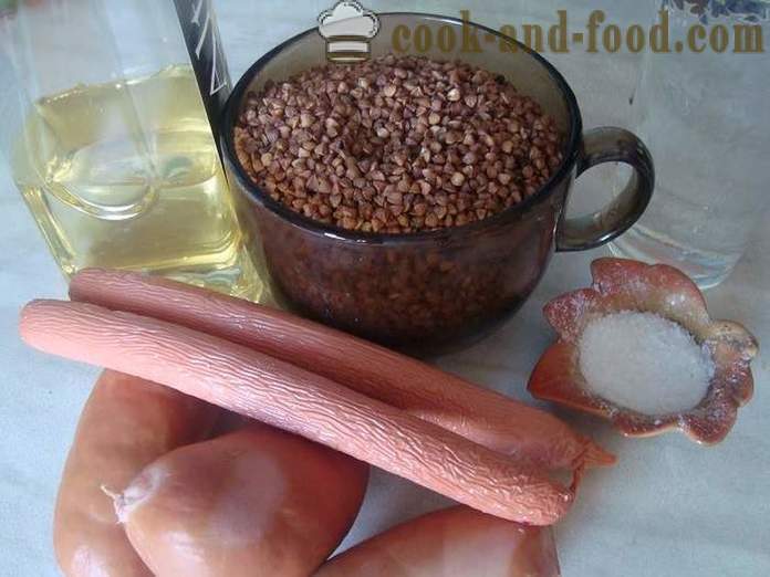 Delicious buckwheat with sausages in a pan - how to make buckwheat in a frying pan, a step by step recipe photos