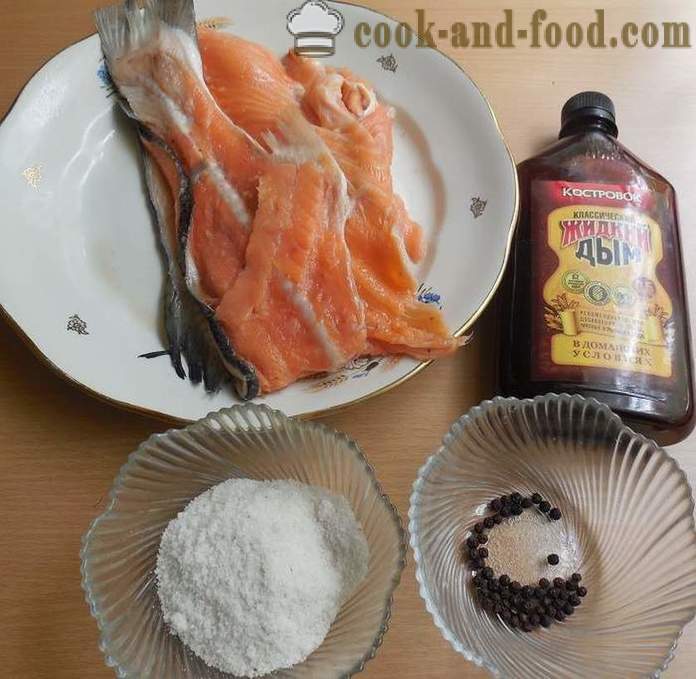 How to pickle ridges of red fish with a liquid smoke - a delicious recipe ridges salted salmon, with photos