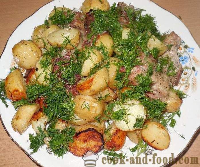 Delicious new potatoes baked in the oven with the meat - as delicious baked new potatoes in the hole, the recipe with photos, step by step