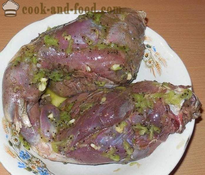 Wild rabbit baked in the sleeve - like a rabbit in the oven to bake delicious recipe with a photo