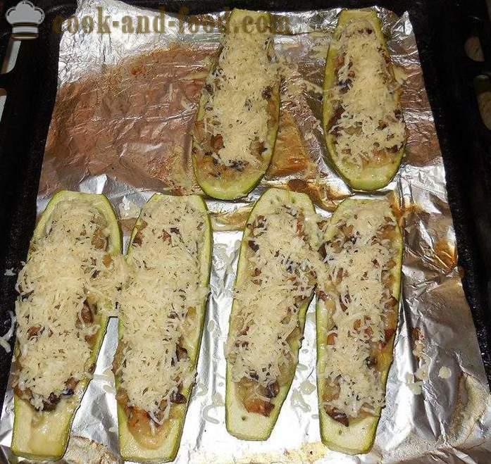 Courgettes baked in the oven with minced meat: rice with mushrooms and cheese - how to cook stuffed zucchini in the oven, with a step by step recipe photos