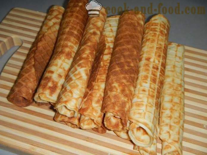 Wafer rolls in a waffle iron or cook wafer rolls - recipe with photos, step by step