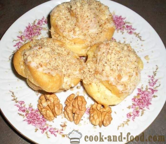 Homemade eclairs with custard and nut powder - how to make a choux dough eclairs - step by step recipe photos
