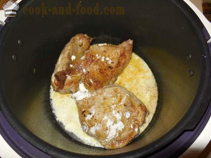 Braised in multivarka nutria - a step by step recipe for nutria meat in sour cream - with photos