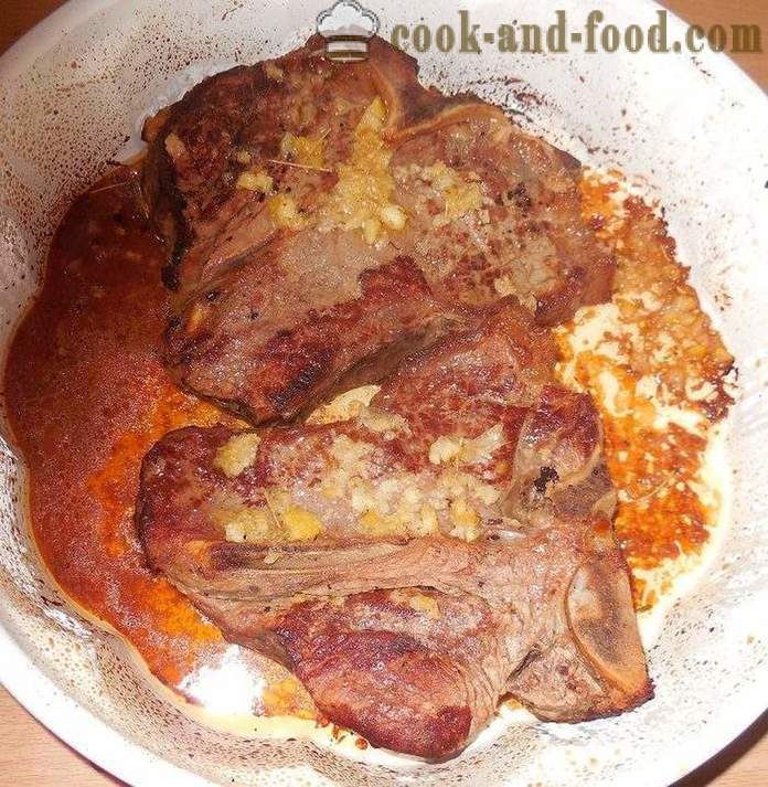 Delicious and juicy beef steak or pork Ti Bon - cooking full of roasting meat - a step by step recipe photos