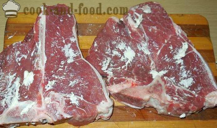 Delicious and juicy beef steak or pork Ti Bon - cooking full of roasting meat - a step by step recipe photos