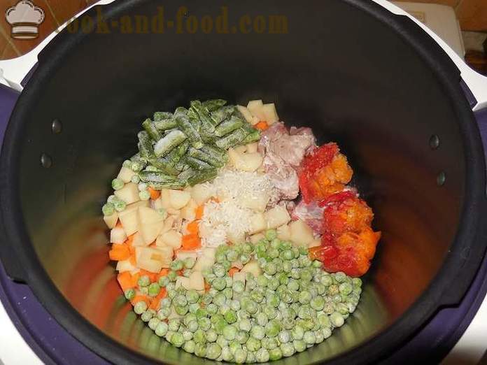 Delicious vegetable soup with meat in multivarka - a step by step recipe with photos how to cook vegetable soup with frozen peas and green beans
