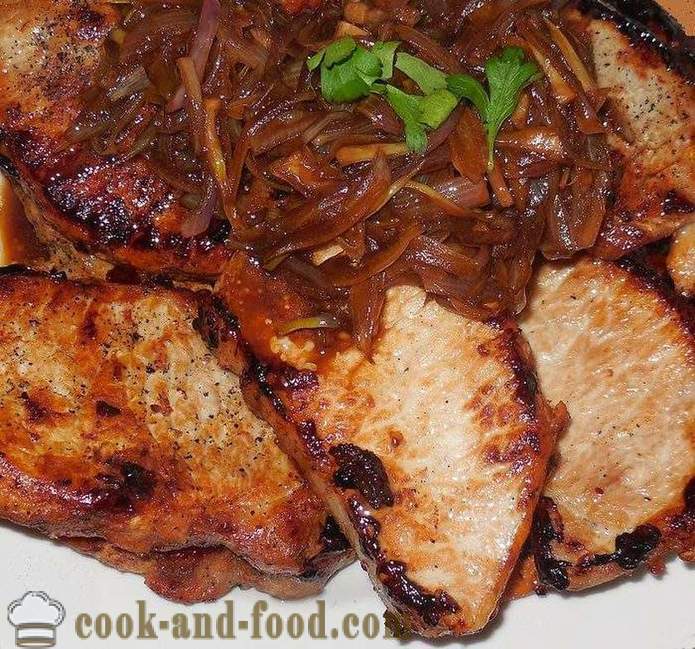 Juicy pork steak with onion - how to cook a delicious steak in multivarka - a step by step recipe photos