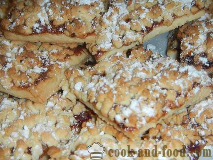 Shortbread cookies with jam and crumbs from the test - how to cook biscuits with crumbs on top, step by step recipe shredded pastry with photos.