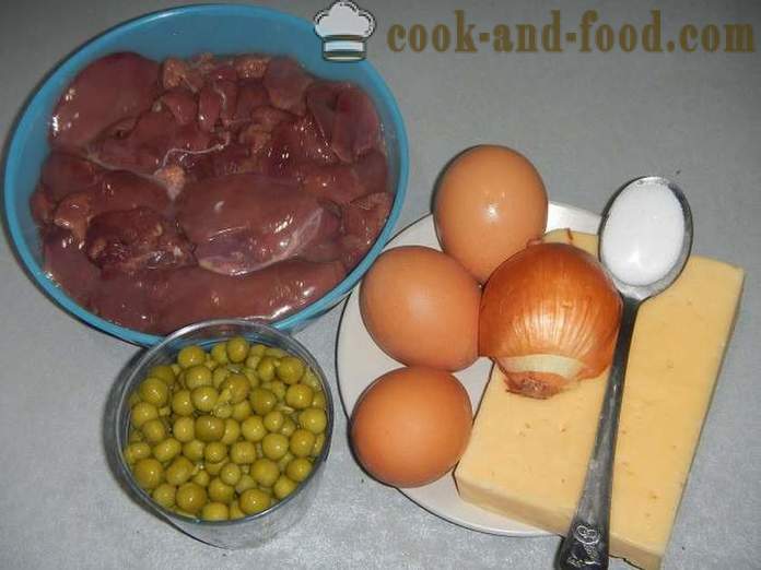 Simple salad of chicken liver - step by step recipe for liver salad layers (with photos).