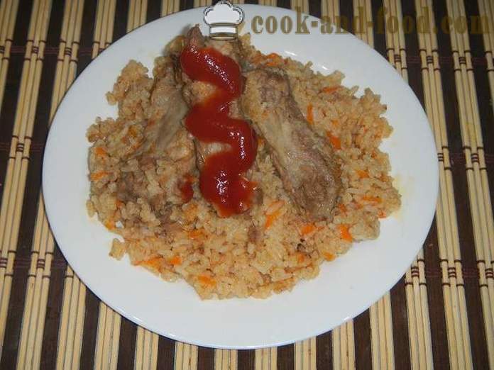 Pork meat and crisp rice in multivarka - how to cook rice with meat in multivarka, step by step recipe with photos.