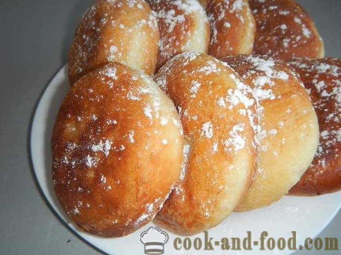 Lush yeast donuts filled with jam - how to do donuts on dry yeast and milk, a step by step recipe photos