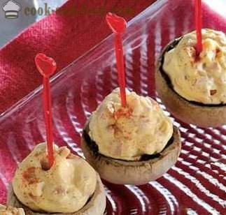Oven baked mushrooms stuffed with cheese - cold appetizers recipes with photos